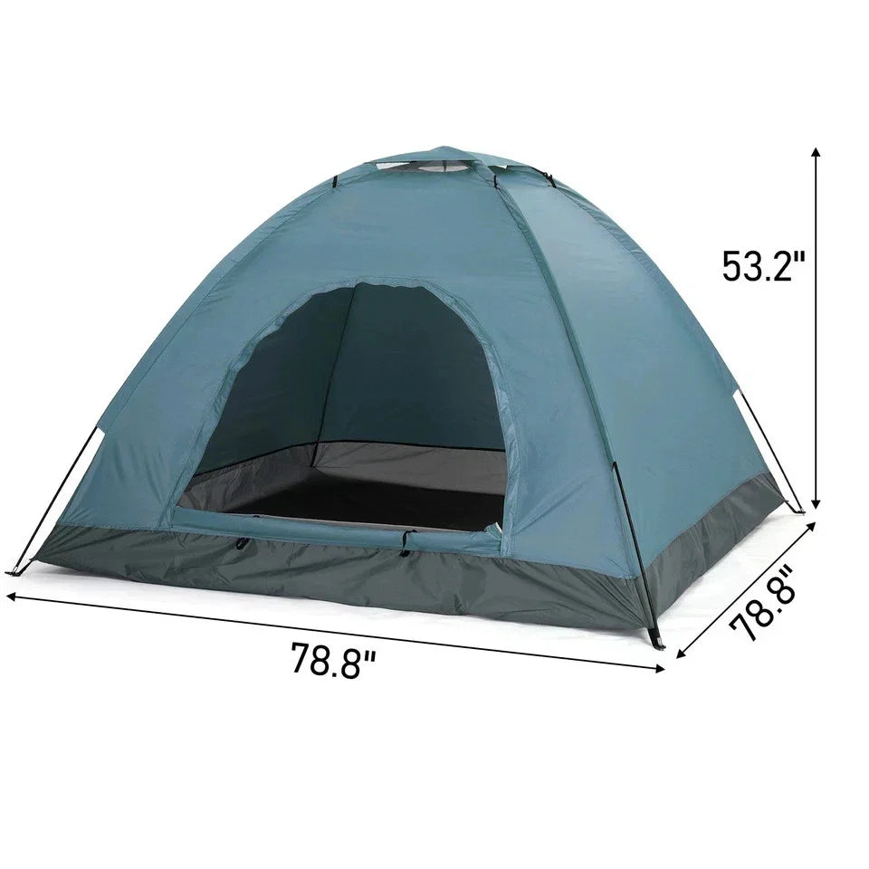 3-4 Person Camping Tent With Round Roof Portable 200*200*135 cm Blue