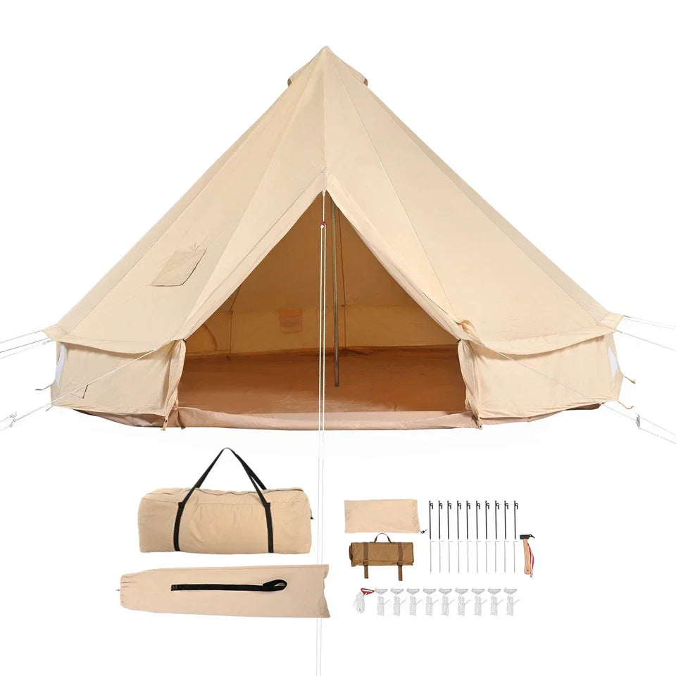 Bell Tent 3m/9.8ft 4-Season Canvas Tent for Camping with Stove Jack