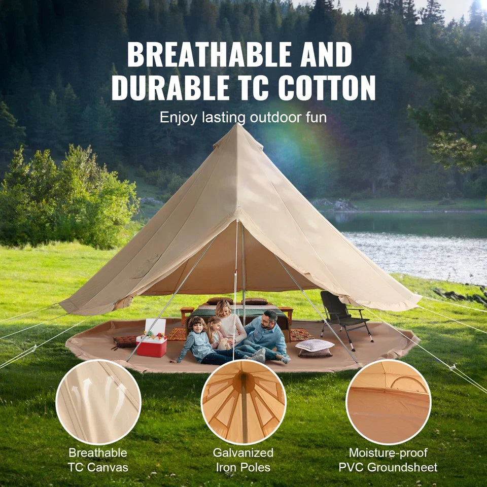 Bell Tent 3m/9.8ft 4-Season Canvas Tent for Camping with Stove Jack